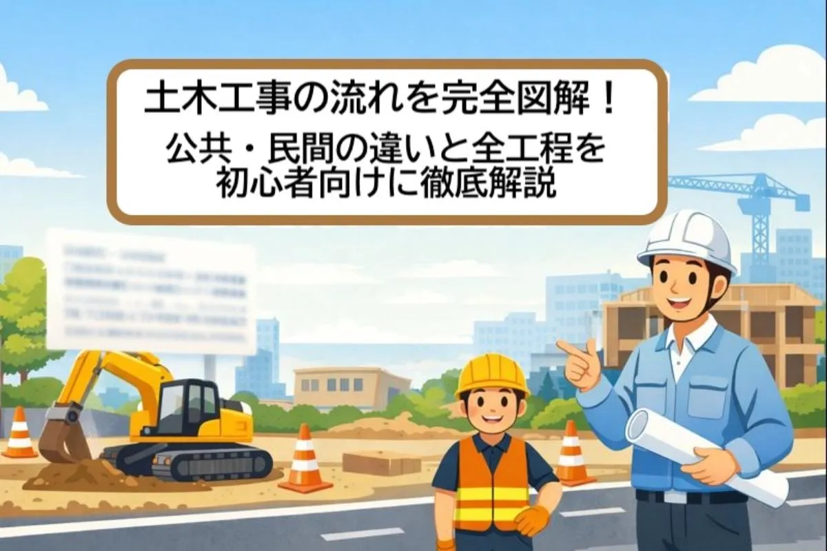 土木工事の流れを完全図解！公共・民間の違いと全工程を初心者向けに徹底解説