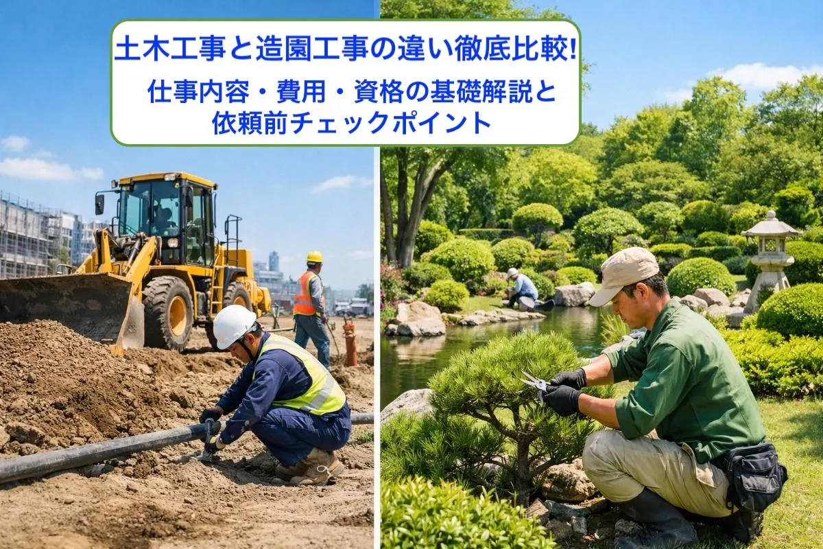 土木工事と造園工事の違い徹底比較｜仕事内容・費用・資格の基礎解説と依頼前チェックポイント
